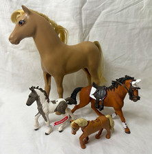 Schleich Horse Lot Figurine Bundle Rearing Stallion Saddle Pinto Foal Tag 4pc picture
