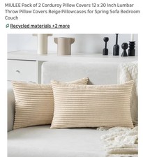 Cream Decorative Lumbar Throw Pillow Covers 12x20 Inch 2 Packs Home Decor New picture