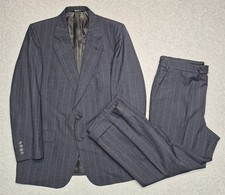Vintage Burberrys Pinstripe Suite Mens 38R Charcoal 2 Piece Classic Wool Set picture