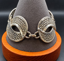 Vintage Sarah Coventry Silver Tone Openwork Link Bracelet Mid Century Signed picture