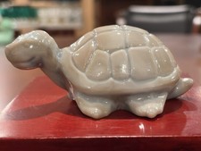 RARE Vintage Fenton Gray Slag Opaque Glass Mud Turtle Figurine Signed picture