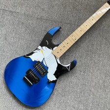 custom Patrick  Nagel Girl electric guitar blue tremolo bridge maple fretboard picture