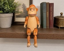 Vtg Antique? Hand Painted Wood Articulated Monkey Figure Jointed Folk Art 14” picture