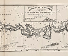 1894 LOUISIANA - MISSISSIPPI River Map Tensas & Big Black Levee Districts  picture