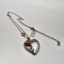 Disney Belle Zales 925 and 10k Rose Gold & Diamond Heart Pendant Necklace picture