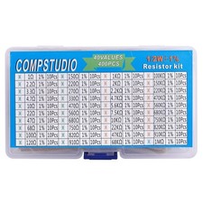 400Pcs 40 Values 1% 1/2W Resistor Kit 0 Ohm-1M Ohm Metal Film Resistors Kit picture