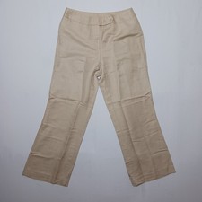 Emma James Linen Blend Wide Leg Trousers Size 8 Beige Textured 30X29 picture