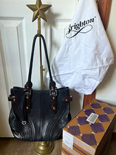 Brighton Raquel Black Chocolate Leather Tote Bag H31709 W/ Box & Dust Bag picture