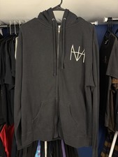 Vintage 2007 HIM Venus Doom Zip Up Sweatshirt Monogram Logo Hood Size XL Black picture