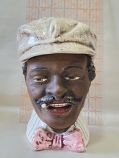1900's Majolica Tobacco Humidor Handsome Man Figural Tobacciana 7” Tall Austria picture