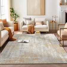 9x12 Area Rug Multi Print washable Large Rug Non-Slip Washable Rug Brown picture