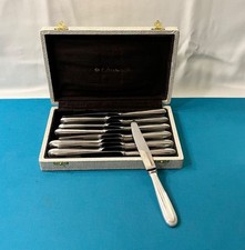 BRILLIANT 12 entremet knives CHRISTOFLE model PEARLS SILVER METAL COVERED picture