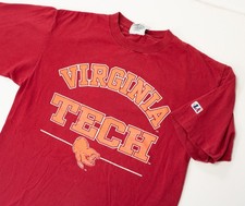 True Vintage 90s Single Stitch Virginia Tech Shirt Size Logo Athletic Hokies USA picture
