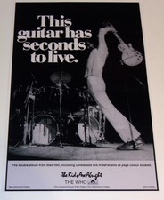 Pete Townshend The Who 1979 b/w Guitar Smashing Poster 19