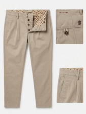INCOTEX  Brown Dress Pants Cotton Slim Fit Pleated Front Lightweight Trousers 31 picture