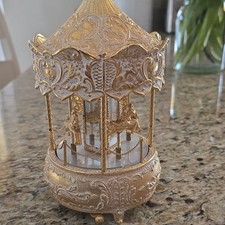 Sankyo Gold Carousel Music Box Made in Japan 1970-Now Decorative Collectible picture