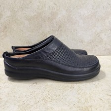Birkenstock Footprints Ashby Clogs Womens 7/7.5 Black Woven Leather Comfort Shoe picture