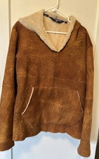 Vintage Polo Sport Ralph Lauren Small Brown Shearling Sheep Skin Sweater Poncho picture