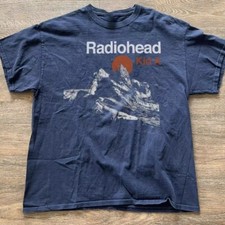 Radiohead Kid A Albums Tour Rare Navy T shirt Short Sleeve Unisex S-5XL picture
