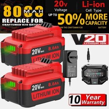 1-2PCS Battery/Charger For Craftsman 20 Volt V20 8.0Ah Li-ion CMCB206 CMCB202 picture