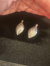 Vintage Siam Thai Dancer Niello Earrings 1.5” Dangles Missing Hooks picture