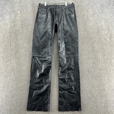 VTG Wilson Pelle Studio Leather Pants Mens 34 Black Motorcycle Riding 90s picture