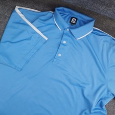 FootJoy Polo Shirt Mens XXL Blue Solid Short Sleeve Golf Athletic Performance picture