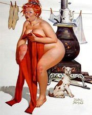 Duane Bryers' Hilda Warming her Rump vintage art print antique painting picture