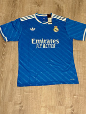 adidas Real Madrid Soccer Jersey XL Blue/White Aeroready Emirates Fly Better picture