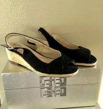Life Stride black espadrille wedge sandals, size 8M picture