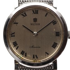 Rare WALTHAM Maxim Hand Winding Men's Watch Vintage Roman Dial Dress Silver JP picture