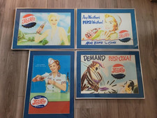 Lot FOUR (4) Genuine Pepsi Cola Framed Art Print Advertising From Pepsi Bottler picture