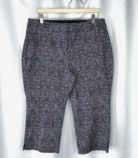 NWT Lane Bryant Women's Petite The Allie Capri Pants Size 14P Navy Blue White picture