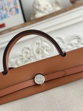 Hermès Medium Beige Brown Shoulder Bag Silver Hardware Zip Strap Inner Pockets picture
