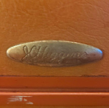 1960s Vintage Brown Hard Vinyl Train Case w/ Mirror, Locking Compartments picture
