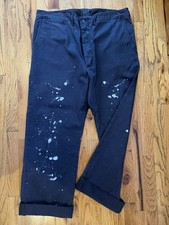RRL Double RL Men's Paint Splattered RL Black Field Pants 38x34 picture