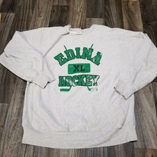 Vintage Edina Hockey Champion Reverse Weave Warm Up Sweatshirt XXL Gray Green picture