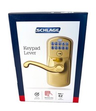 Schlage Plymouth Electronic Keypad Door Lock In Bright Brass FE595 V PLY 505 FLA picture
