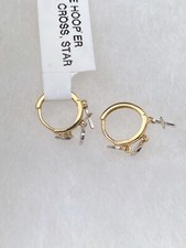 Carla Nancy B. 14k Gold Huggie Hoop earrings with star and cross picture