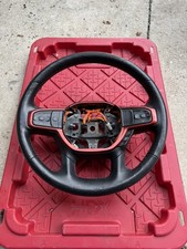 2019 - 2025 Ram 1500 Rebel Heated Leather Steering Wheel Red Stitch OEM 6GE062X7 picture