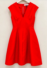 Halston Heritage Red V-Neck Sleeveless A-Line Knee Length Dress Zip NWT 8 picture