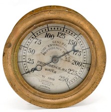 Antique 1918 General Fire Extinguisher Co. brass water Gauge Providence, RI picture