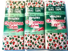 VTG 1981 Wrights Christmas Bias Tape Pattern 7 Lot of 3 Extra Wide Double Fold picture