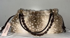 NEW NWT BCBG Generation Faux Fur Deer Print Shoulder Bag Light Fawn Beige picture