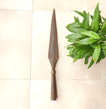 Antique Iron Spear Blade 19thC Tribal Hand Forged Weapon Decor Collectible 20.4