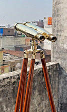 Victorian brass binocular Wooden Tripod Stand | Nautical marine binocular picture