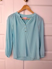 Lilly Pulitzer 100% Silk Light Blue Long Sleeve Blouse picture