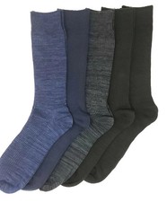 INSANE DEAL 5 Pairs Perry Ellis Men's SOFT Crew Dress Blue Black Socks Size 7-12 picture
