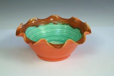 Old Vintage Stangl Pottery Sunburst Rainbow Hand Thrown Orange Bowl & Frog picture