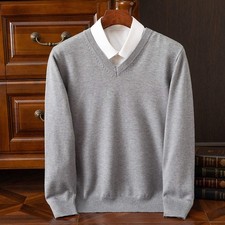 Men's Sweater Autumn/Winter V-Neck Knitted Loose Plus Size Cross-Border Sweater picture
